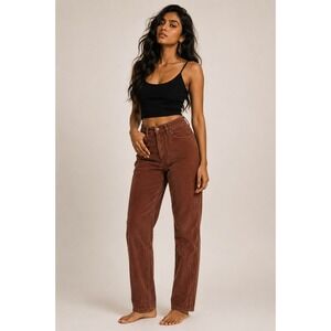 Manisha 80s‎ 90s Vintage Brown Corduroy High Waist Straight Leg Pants 11 28x31